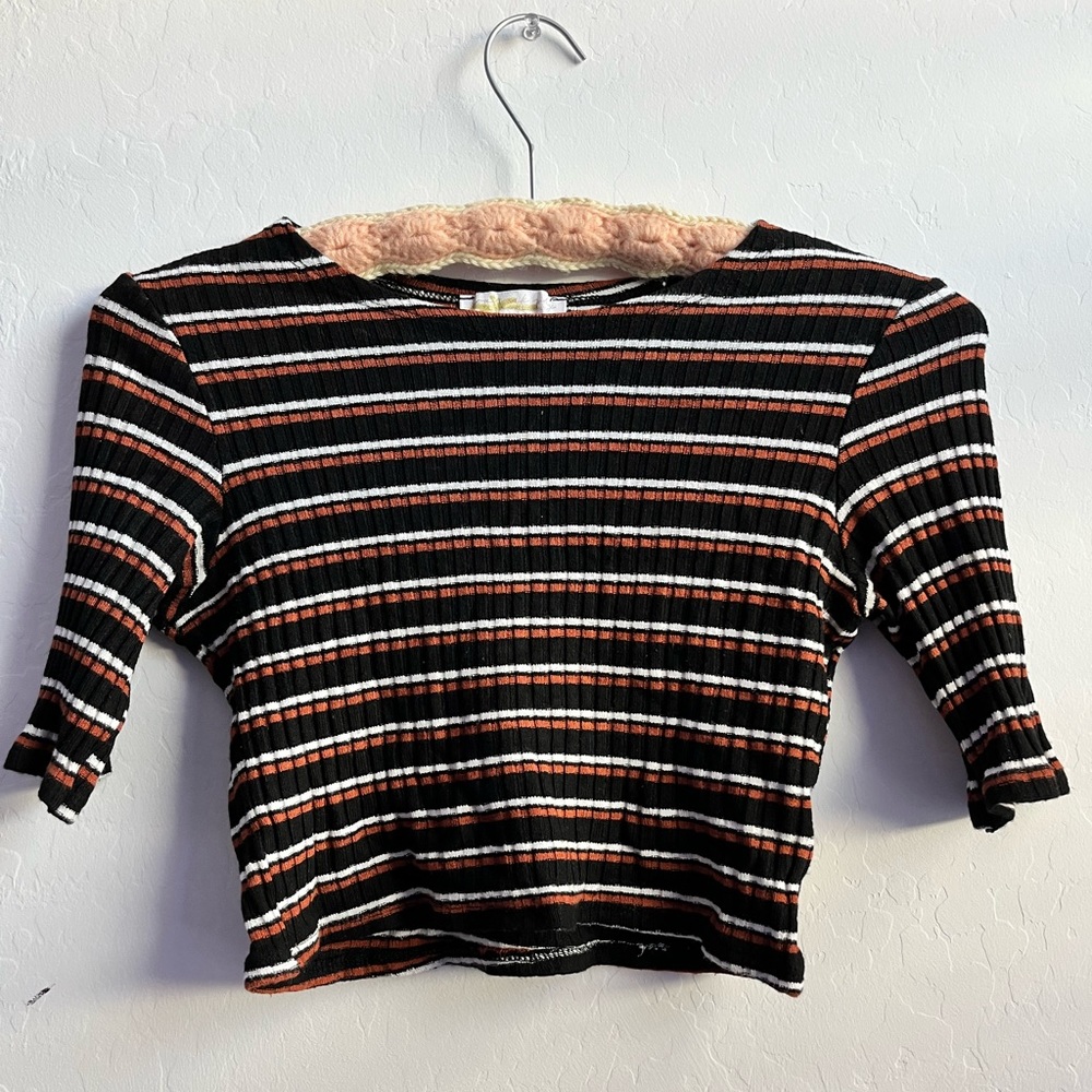 Multi-color striped knit croptop